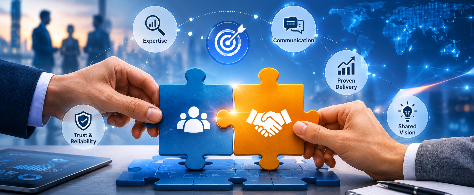A business leader comparing technology partner candidates against evaluation criteria