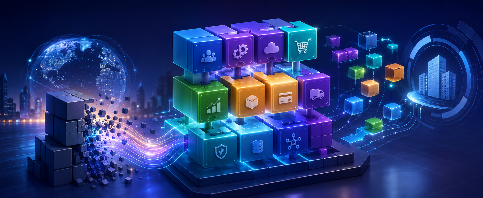 Modular packaged business capabilities assembled and recombined into a composable enterprise architecture