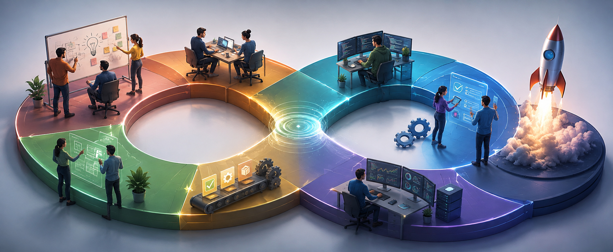 Software delivery lifecycle loop from discovery and validation through thin-slice build, ship, and iterate