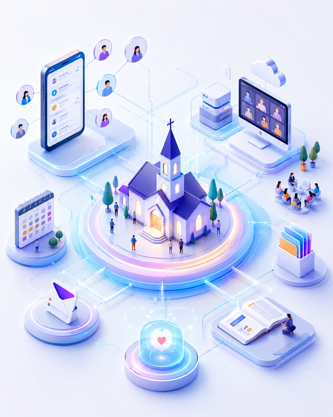Church Social platform: member directory, messaging, events and giving on mobile