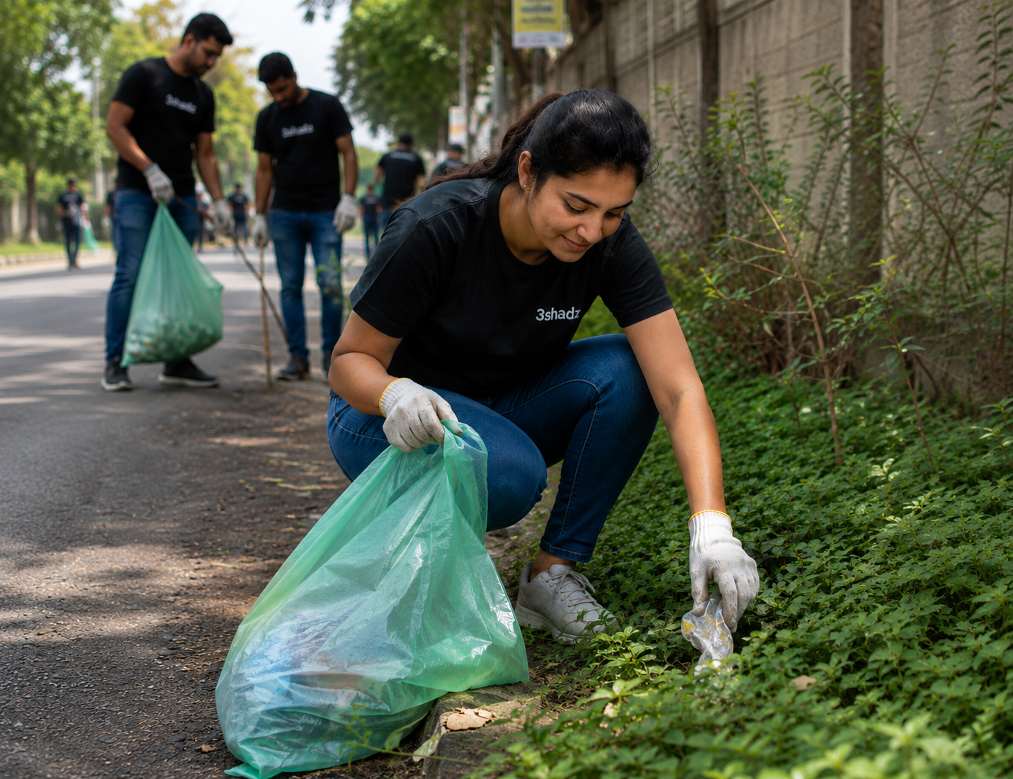 3Shadz volunteers on a roadside cleanup drive