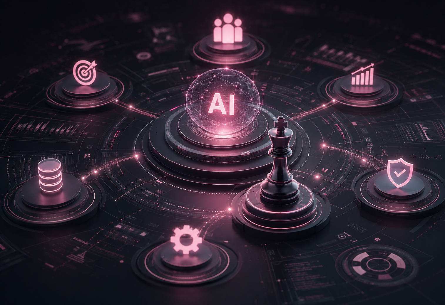 AI opportunities of different sizes mapped against business capabilities, with only a few selected for investment