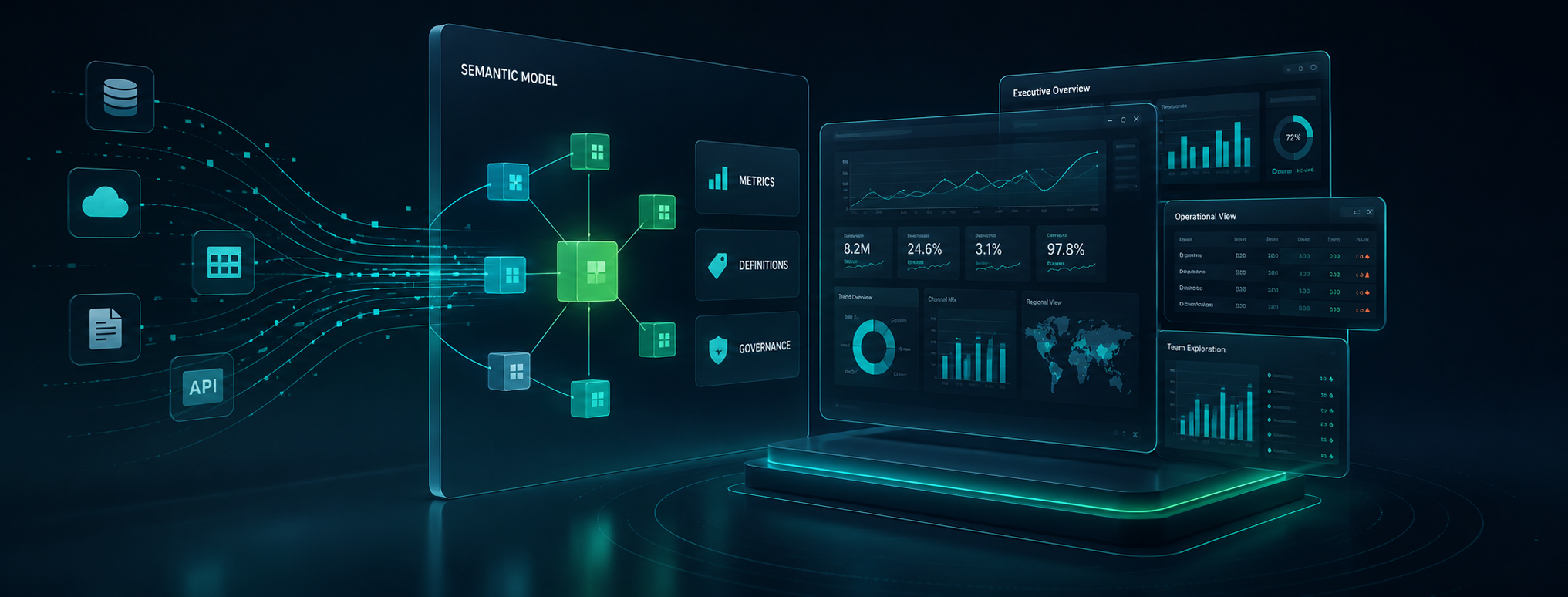 3Shadz business intelligence dashboard and semantic model in design