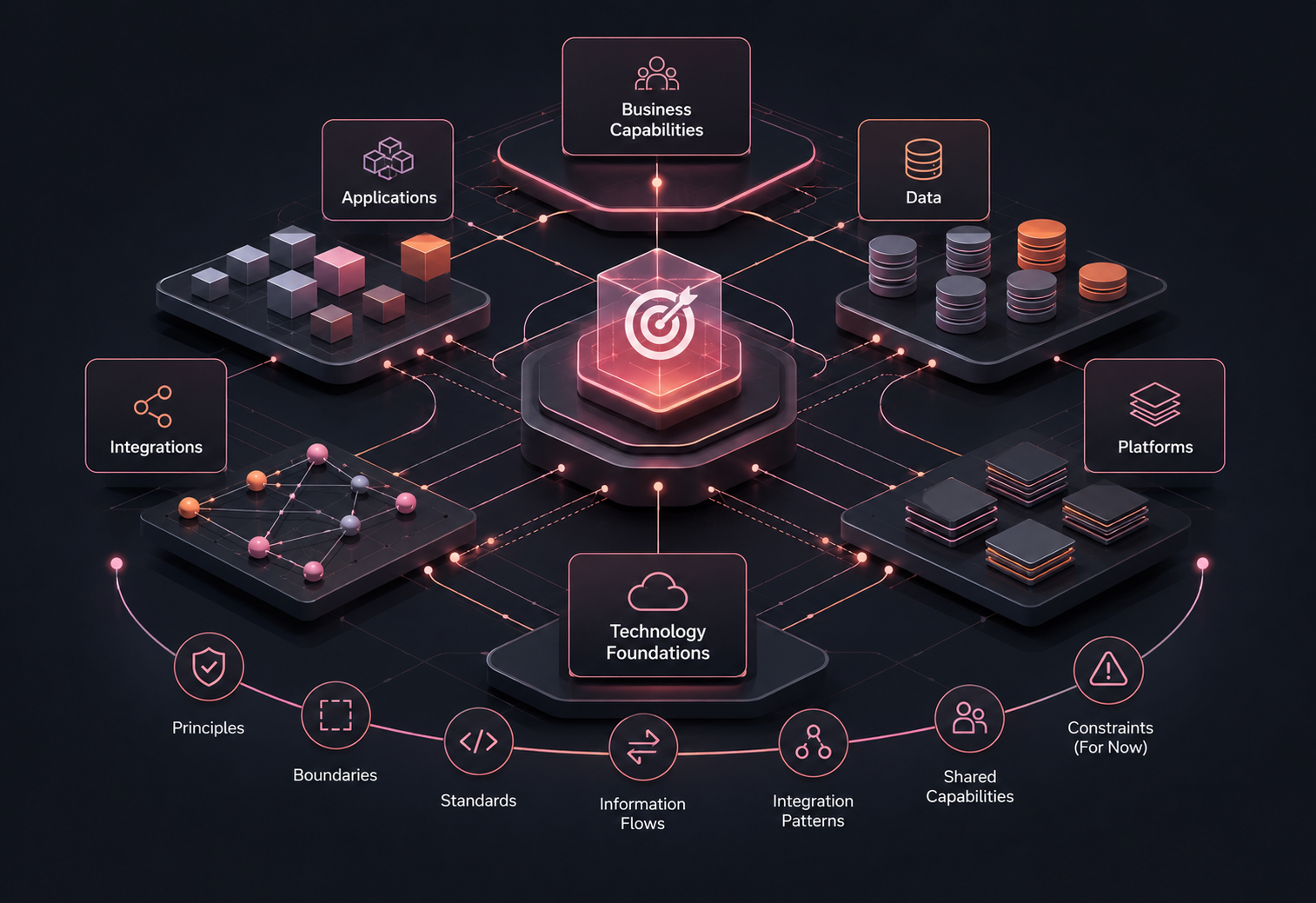 A rationalized target-state architecture with clear platform boundaries and integration patterns